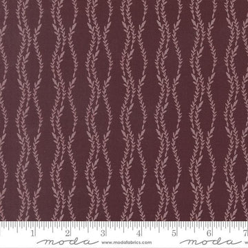 Image of Windfall Vine Stripe Merlot quilting cotton fabric by Fancy That Design House for Moda Fabric. Features vines on a purple background. Cute Little Fabric Shop.