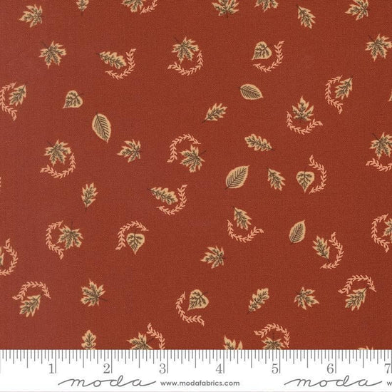 Image of Windfall Autumn Breeze Rust quilting cotton fabric by Fancy That Design House for Moda Fabric. Features PATTERN on a COLOR background. Cute Little Fabric Shop.