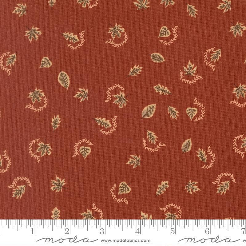 Image of Windfall Autumn Breeze Rust quilting cotton fabric by Fancy That Design House for Moda Fabric. Features PATTERN on a COLOR background. Cute Little Fabric Shop.