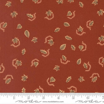 Image of Windfall Autumn Breeze Rust quilting cotton fabric by Fancy That Design House for Moda Fabric. Features PATTERN on a COLOR background. Cute Little Fabric Shop.