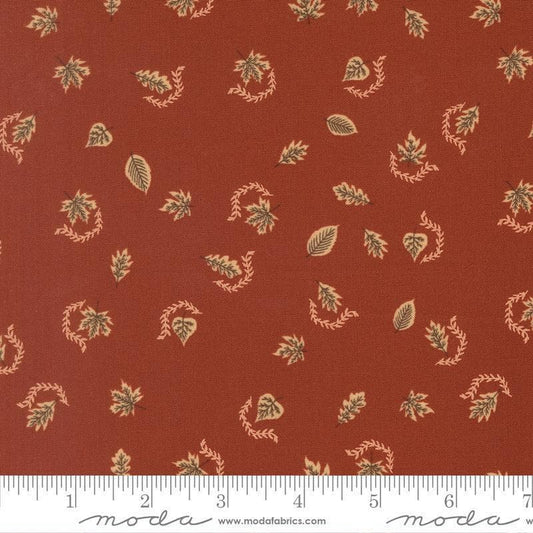 Image of Windfall Autumn Breeze Rust quilting cotton fabric by Fancy That Design House for Moda Fabric. Features PATTERN on a COLOR background. Cute Little Fabric Shop.