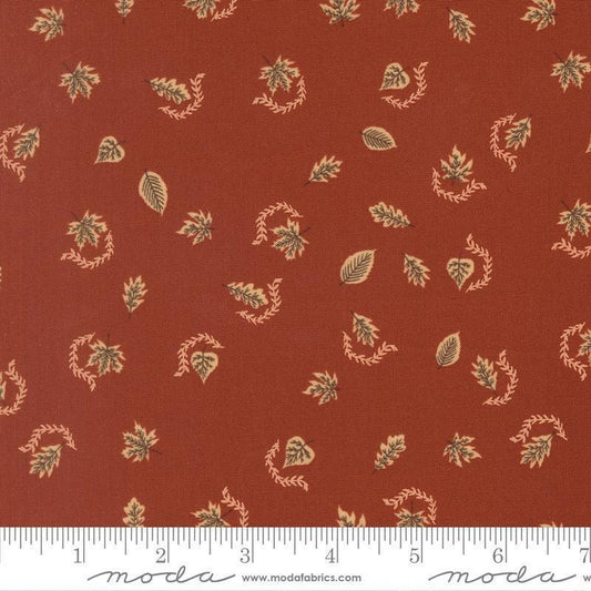 Image of Windfall Autumn Breeze Rust quilting cotton fabric by Fancy That Design House for Moda Fabric. Features PATTERN on a COLOR background. Cute Little Fabric Shop.