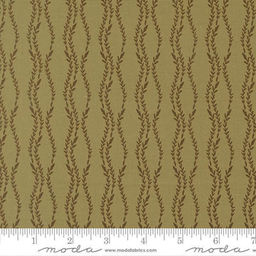 Image of Windfall Vine Stripe Meadow quilting cotton fabric by Fancy That Design House for Moda Fabric. Features vines on a green background. Cute Little Fabric Shop.