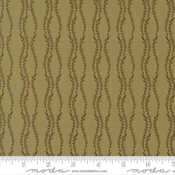Image of Windfall Vine Stripe Meadow quilting cotton fabric by Fancy That Design House for Moda Fabric. Features vines on a green background. Cute Little Fabric Shop.
