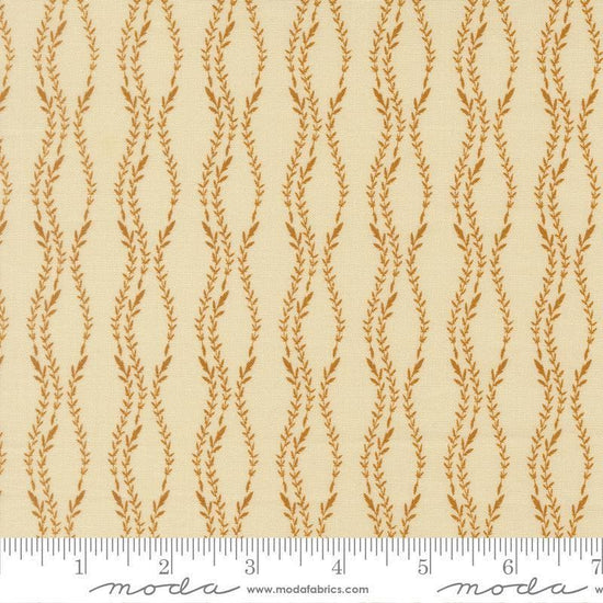Image of Windfall Vine Stripe Eggshell quilting cotton fabric by Fancy That Design House for Moda Fabric. Features vines on a cream background. Cute Little Fabric Shop.
