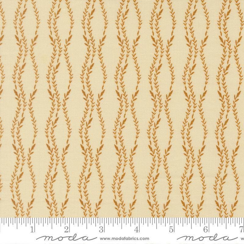 Image of Windfall Vine Stripe Eggshell quilting cotton fabric by Fancy That Design House for Moda Fabric. Features vines on a cream background. Cute Little Fabric Shop.