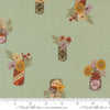 Image of Windfall Flower Jars Aqua quilting cotton fabric by Fancy That Design House for Moda Fabric. Features flowers on a blue background. Cute Little Fabric Shop.