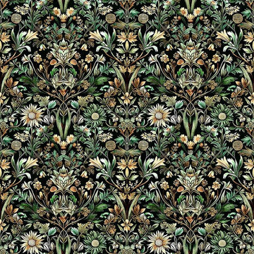 2 Yard 28" End of Bolt - Cedar & Sage Woodland Floral Forest Green Flower Fabric WIDEBACK  31955 108" Wide QT Fabrics Quilting Cotton Fabric