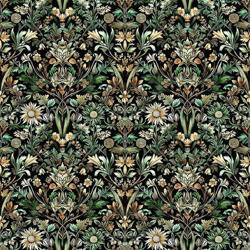 3-Yard-Cut - Cedar & Sage Woodland Floral Forest Green Flower Fabric WIDEBACK - 31955 - 108" Wide - QT Fabrics Quilting Cotton Fabric