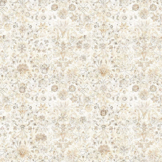Image of Cedar & Sage Folklore Floral Coordinates Taupe quilting cotton fabric by Morris Creative Group for QT Fabrics. Features tonal flowers on a cream background. Cute Little Fabric Shop.