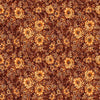 Image of Cedar & Sage Packed Floral Amber quilting cotton fabric by Morris Creative Group for QT Fabrics. Features flowers on an orange background. Cute Little Fabric Shop.