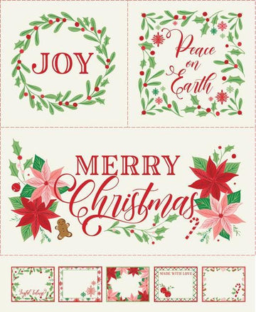 SALE Merrily On High Panel Snow White Christmas Fabric - 43217 - Moda Fabrics Quilting Cotton Fabric