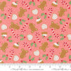Image of Merrily on High Sweet Treats Blush quilting cotton fabric by Sweetfire Road for Moda Fabrics. Features christmas sugar treats on a pink background. Cute Little Fabric Shop.