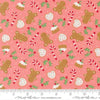 Image of Merrily on High Sweet Treats Blush quilting cotton fabric by Sweetfire Road for Moda Fabrics. Features christmas sugar treats on a pink background. Cute Little Fabric Shop.