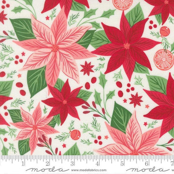 Image of Merrily on High Florals Snow quilting cotton fabric by Sweetfire Road for Moda Fabrics. Features flowers on a white background. Cute Little Fabric Shop.