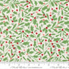 Image of Merrily on High Winter Berries Snow quilting cotton fabric by Sweetfire Road for Moda Fabrics. Features holly berries on a white background. Cute Little Fabric Shop.