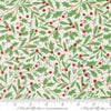 Image of Merrily on High Winter Berries Snow quilting cotton fabric by Sweetfire Road for Moda Fabrics. Features holly berries on a white background. Cute Little Fabric Shop.