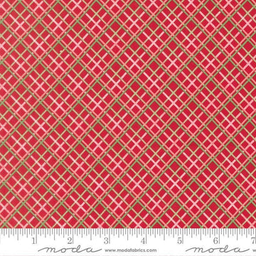 Image of Merrily on High Pretty Plaid Christmas Red quilting cotton fabric by Sweetfire Road for Moda Fabrics. Features plaid on a red background. Cute Little Fabric Shop.