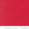 Image of Merrily on High Festive Dot Christmas Red quilting cotton fabric by Sweetfire Road for Moda Fabrics. Features polka dots on a red background. Cute Little Fabric Shop.