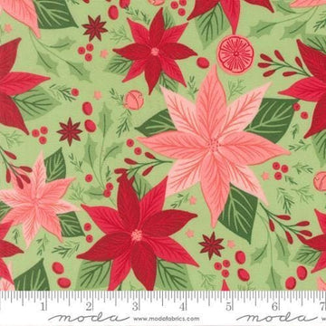 Image of Merrily on High Florals Evergreen quilting cotton fabric by Sweetfire Road for Moda Fabrics. Features flowers on a green background. Cute Little Fabric Shop.