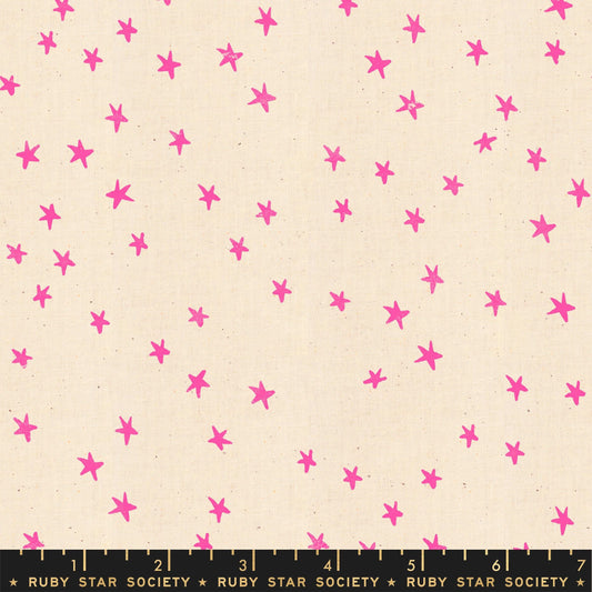 Starry Neon Pink Stars Fabric - RS4109 - Moda Fabrics Quilting Cotton Fabric