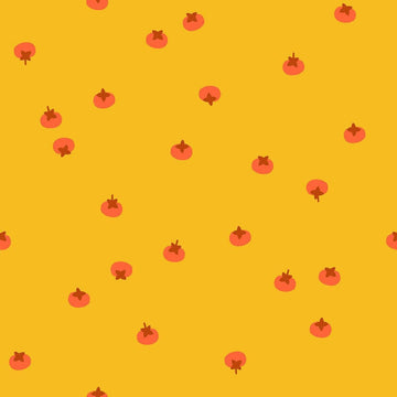 Image of Persimmon Persimmons Dandelion quilting cotton fabric by Rashida Coleman Hale of Ruby Star Society for Moda Fabrics. Features fruit on a yellow background. Cute Little Fabric Shop.