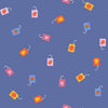 Image of Persimmon Joosie Joose Twilight quilting cotton fabric by Rashida Coleman Hale of Ruby Star Society for Moda Fabrics. Features juice boxes on a blue background. Cute Little Fabric Shop.