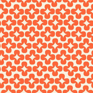 Image of Persimmon Leaf Florida quilting cotton fabric by Rashida Coleman Hale of Ruby Star Society for Moda Fabrics. Features a geometric pattern on an orange background. Cute Little Fabric Shop.