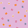 Image of Persimmon Joosie Joose Macaron quilting cotton fabric by Rashida Coleman Hale of Ruby Star Society for Moda Fabrics. Features juice boxes on a purple background. Cute Little Fabric Shop.