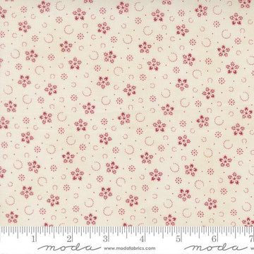 Image of Candlelight Christmas Festive Flurries Cream quilting cotton fabric by 3 Sisters for Moda Fabrics. Features snowflakes on a cream background. Cute Little Fabric Shop.