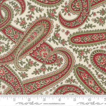 Image of Candlelight Christmas Plaza Paisley Cream quilting cotton fabric by 3 Sisters for Moda Fabrics. Features paisley on a cream background. Cute Little Fabric Shop.