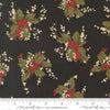 Image of Candlelight Christmas Holly Berry Ebony quilting cotton fabric by 3 Sisters for Moda Fabrics. Features leaves and berries on a black background. Cute Little Fabric Shop.
