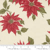 Image of Candlelight Christmas Poinsettia Cream quilting cotton fabric by 3 Sisters for Moda Fabrics. Features flowers on a cream background. Cute Little Fabric Shop.