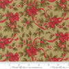 Image of Candlelight Christmas Christmas Bows Sage quilting cotton fabric by 3 Sisters for Moda Fabrics. Features leaves on a green background. Cute Little Fabric Shop.