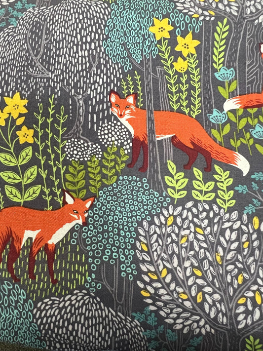 Into the Woods Dusk Gray Fox Fabric DC7727 - Michael Miller Quilting Cotton Fabric