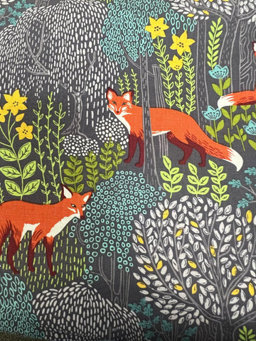 Into the Woods Dusk Gray Fox Fabric DC7727 - Michael Miller Quilting Cotton Fabric