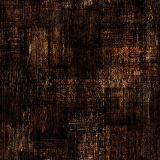 Image of Into The Woods Wood Texture Coffee quilting cotton fabric by Morris Creative Group for QT Fabrics. Features printed wood texture on a brown background. Cute Little Fabric Shop.
