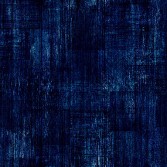 Image of Into The Woods Wood Texture Dark Denim quilting cotton fabric by Morris Creative Group for QT Fabrics. Features printed wood texture on a blue background. Cute Little Fabric Shop.