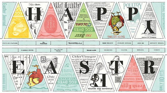 Egg Hunt Happy Easter Bunting Panel Blue Easter Fabric - PD17142 - Riley Blake Quilting Cotton Fabric
