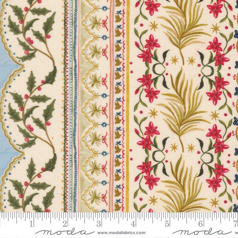 Image of Silent Night Palms of Wonder Lamb quilting cotton fabric by Watercolour Heart for Moda Fabrics. Features stripes on a cream background. Cute Little Fabric Shop.