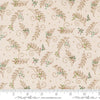 Image of When Snow Falls Tossed Greenery Snowy White quilting cotton fabric by Deb Strain for Moda Fabrics. Features leaves on a cream background. Cute Little Fabric Shop.