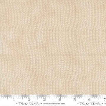 Image of When Snow Falls Stocking Weave Snowy White quilting cotton fabric by Deb Strain for Moda Fabrics. Features printed tonal knitting texture on a cream background. Cute Little Fabric Shop.