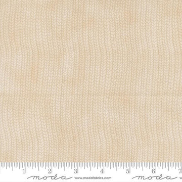 Image of When Snow Falls Stocking Weave Snowy White quilting cotton fabric by Deb Strain for Moda Fabrics. Features printed tonal knitting texture on a cream background. Cute Little Fabric Shop.