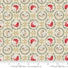 Image of When Snow Falls Tiny Birds in Wreaths Snowy White quilting cotton fabric by Deb Strain for Moda Fabrics. Features birds on a cream background. Cute Little Fabric Shop.