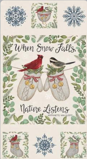 SALE When Snow Falls Panel Snowy White Christmas Fabric - 56178 - Moda Fabrics Quilting Cotton Fabric