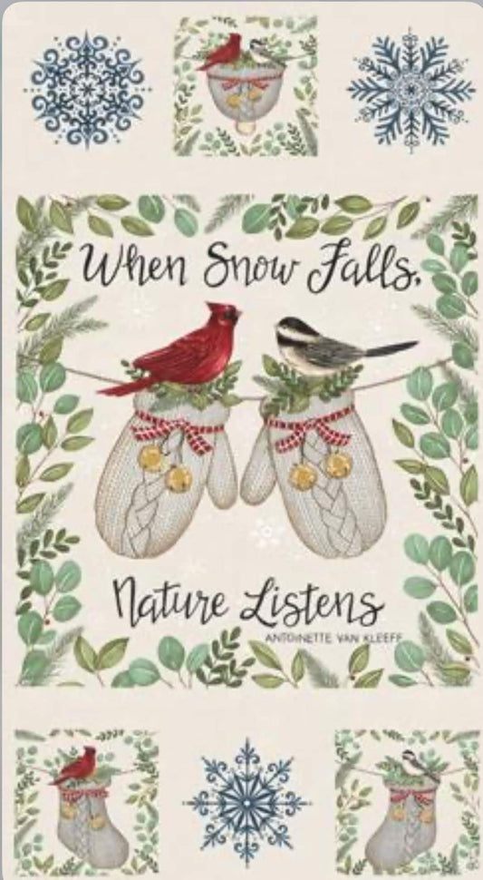 SALE When Snow Falls Panel Snowy White Christmas Fabric - 56178 - Moda Fabrics Quilting Cotton Fabric
