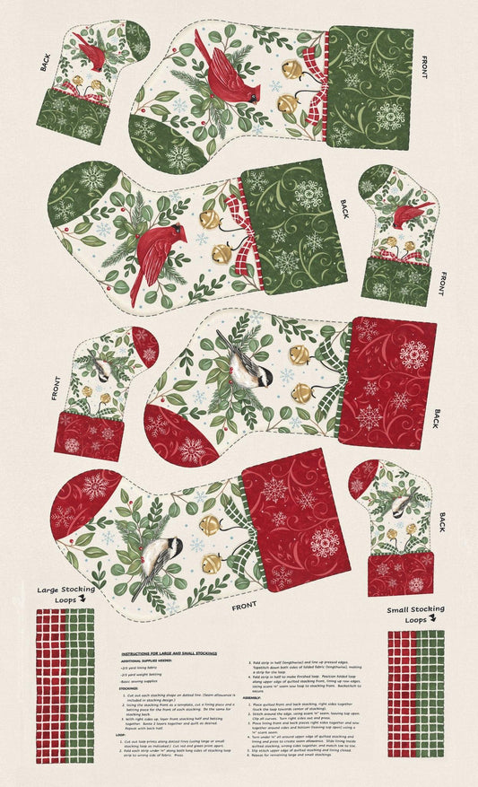 SALE When Snow Falls Stocking Panel Snowy White Christmas Fabric - 56179 - Moda Fabrics Quilting Cotton Fabric