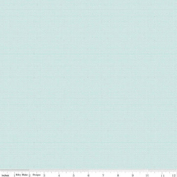SALE POParazzi On Cream Aqua Blue Polka Dot Fabric - C815 - Riley Blake Quilting Cotton Fabric