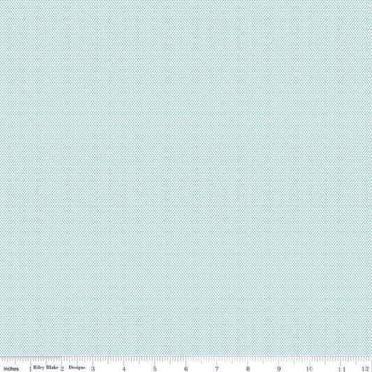 SALE POParazzi On Cream Aqua Blue Polka Dot Fabric - C815 - Riley Blake Quilting Cotton Fabric