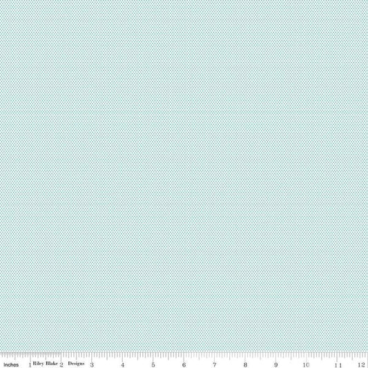 SALE POParazzi On Cream Aqua Blue Polka Dot Fabric - C815 - Riley Blake Quilting Cotton Fabric